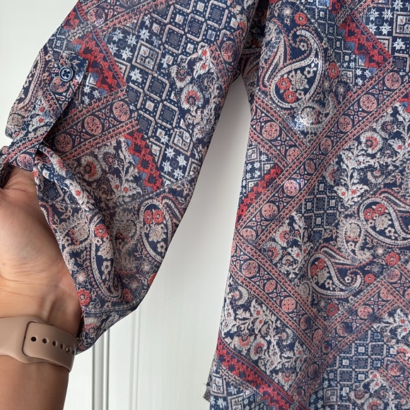 Maurices Paisley Print Blouse - Red and Blue - Picture 4 of 5